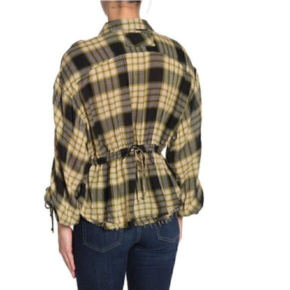 NEW $118 Free People Pacific Dawn Plaid Shirt XS Black - Picture 7 of 15